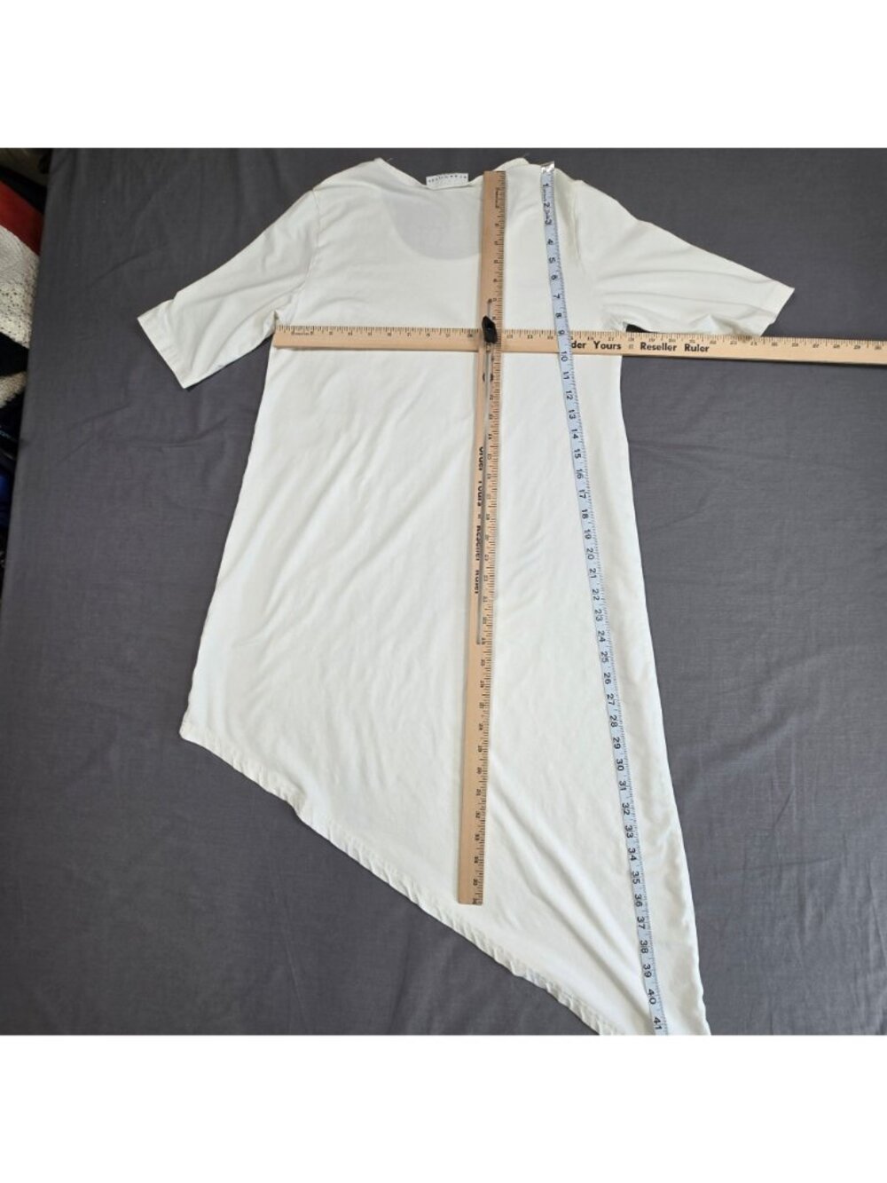 Bryn Walker Small Asymmetric Hem Dress White Bamboo Organic Cotton Blend USA - Picture 5 of 5